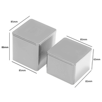Boîte en fer 85*85mm en forme de cube, 100ml 200ml, personnalisable, couleur unie, pour thé, cadeaux de mariage, bonbons, café en grains, biscuits