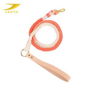 Collier de chien en cuir multicolore fait à la main personnalisé corde de coton avec poignée - Product Image 4