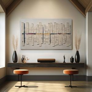 Cuadro de arte mural moderno de gran tamaño, estilo Wabi Sabi, minimalista, en tonos tierra, pintura al óleo sobre lienzo, naturaleza muerta y paisaje para el hogar y la galería. - Product Image 6