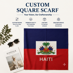 Custom OEM ODM <b>Square</b> <b>Scarf</b> National Flag Design 100% Cotton Bandana Personalized Flag Head <b>Scarf</b> for Wholesale - Product Image 1