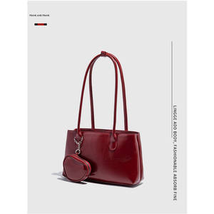 Nuevo Bolso de Hombro de Una Sola Correa para Mujer, Color Rojo, Forro de PU, Cierre con Broches, Impermeable, 26*11*20cm - Product Image 1