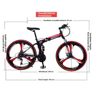 Bicicletta Pieghevole da Montagna con Sospensione Posteriore, 21 Velocità, per Adulti <span class=keywords><strong>e</strong></span> Adolescenti, Adatta per Pendolarismo, con Doppi Freni a Disco, 24 Pollici - Product Image 3