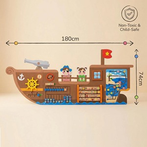 Jouet éducatif mural, bateau pirate, jouet éducatif, apprentissage des formes, apprentissage des mathématiques, cognition anglaise, jeu de labyrinthe logique, jouet Montessori - Product Image 3