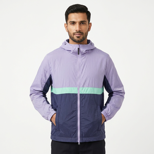 Custom Plus Size Breathable Windbreaker Jacket 100% Polyester Color Block Anorak <b>Fur</b> Zipper Hooded Stand Summer Wholesale - Product Image 1