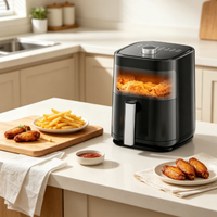 Friteuse à air 4L avec fenêtre visible, commande mécanique par bouton, réglage du temps et de la température, cuisson saine sans huile pour la cuisine domestique
