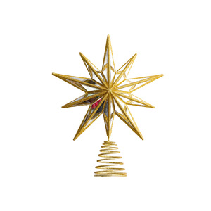 Cross-border Christmas Decoration Golden Star-shaped Christmas Tree Topper Glitter <b>Mirror</b> Sequins Electroplating <b>Plastic</b> - Product Image 5