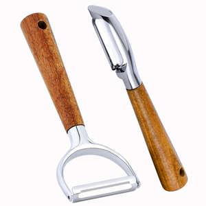Éplucheur manuel écologique pour fruits et légumes avec manche en bois, lames en acier inoxydable, trancheuse, coupe-légumes, râpe - Outil de cuisine - Product Image 1