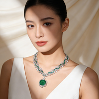Collier de soirée en laiton avec zircon grand carat motif flocon de neige et pierre précieuse bleue, style mondaine, bijou de luxe, cadeau pour enterrement de vie de jeune fille