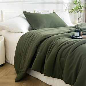 Đôi Kích Thước Màu Sắc Rắn Đẹp Phong Cách Bộ Đồ Giường Thiết Lập Chất Lượng Cao Mềm Chống Tĩnh Polyester 2-Mảnh <span class=keywords><strong>Comforter</strong></span> Với Gối - Product Image 3