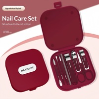 Ensemble de coupe-ongles portable anti-éclaboussures en acier inoxydable 8 en 1, ciseaux à cuticules, outil de manucure haut de gamme, coffret cadeau, utilisation à domicile