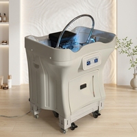 Bac à shampoing portable professionnel de 80 cm de hauteur avec circulation d'eau thérapeutique pour le cuir chevelu et réservoir d'eau de 50 L