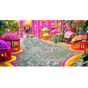 Parapluie coloré indien pour mariage, décoration de scène de mariage, ombrelle décorative de fleurs tendance pour l'entrée, 1 pièce - Product Image 1