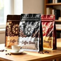 Sacs à fond plat personnalisés YSH pour l'emballage des grains de café, film laminé brillant, pochette en plastique flexible pour les fournisseurs d'aliments pour animaux de compagnie
