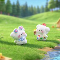 Figurines miniatures en résine de chien de dessin animé blanc peintes à la main, style Kawaii, pour voiture, bureau, micro-paysage, gâteau DIY - Vente chaude