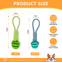 Juguete Masticable Interactivo para Perros, Dispensador de Comida con Forma de Bola de Cuerda TPR, 2 Tamaños Disponibles, con Asa de Algodón