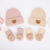 Ensemble de 2 bonnets tricotés chauds pour nouveau-né, style décontracté, respirants, avec oreilles d'ours mignonnes, collection automne, accessoires et coffret cadeau OEM