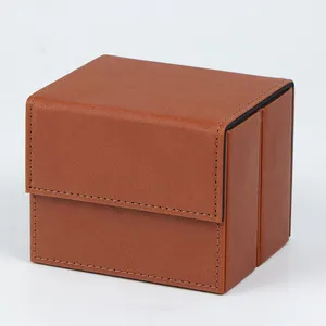 China Factory Hot Sell Flap Storage Game Cards Case Business Card Collection Box Leather Custom TCG Deck Box