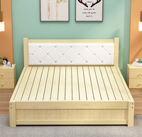 Ensemble de meubles de chambre à coucher personnalisé, design moderne multifonctionnel, cadre de lit double en bois massif, sommier de lit grand format avec tiroir