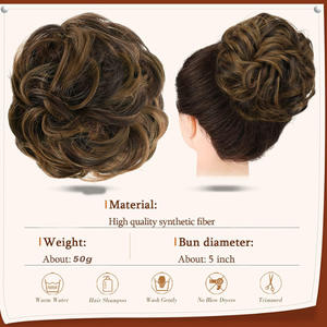 Extension de cheveux synthétiques courts bouclés désordonnés pour femmes <span class=keywords><strong>Chignon</strong></span> beignet rouleau <span class=keywords><strong>chignon</strong></span> <span class=keywords><strong>perruque</strong></span> avec pince à griffes et attache élastique - Product Image 3