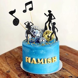 Lot de 19 figurines de danse disco à thème, décorations de gâteau avec notes musicales, en mousse EVA sphérique - Product Image 4