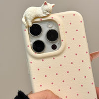 Étui de téléphone chat 3D de luxe pour iPhone 16 Pro Max étui mignon en cuir PU antichoc pour iPhone 16 15 14 13