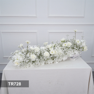 DKB Factory Wholesale Artificial Flower Runner White Rose Silk Aisle Flower Runner Table Centerpiece Wedding Arrangements - Product Image 3