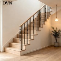 Balustre de marche d'escalier intérieur DVN moderne en métal noir thermolaqué résistant à la rouille avec tube creux pour villa américaine