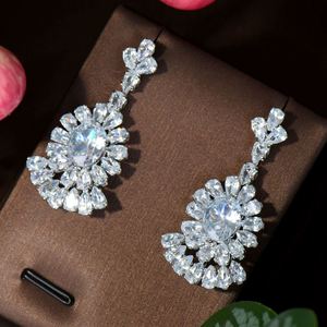 HIBRIDE, pendientes de gota elegantes, pendientes de boda de Zirconia cúbica populares para mujer, regalos de fiesta nupcial, bisutería para mujer, - Product Image 1
