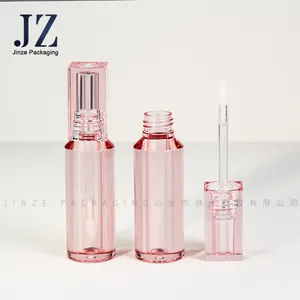 Jinze Luxo Lip Gloss Tubo 2.5ml Vermelho Transparente Redondo Lipgloss Garrafa Praça Tampa Limpar Batom Recipiente Para Cosméticos