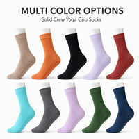 Chaussettes de yoga fines antidérapantes, chaussettes de Pilates professionnelles à adhérence, chaussettes de sport en coton mi-mollet pour massage des pieds, danse, fitness et usage domestique