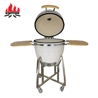 Grill de table portable de luxe KIMSTONE KimPu Series blanc à motif golf de 23,5 pouces avec poignée en bambou pour la maison et les fêtes