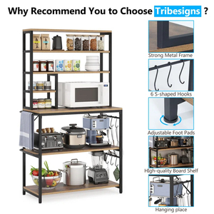 Étagère de rangement <span class=keywords><strong>pas</strong></span> chère pour salon, étagère en bois à 6 niveaux, étagère pour micro-ondes de cuisine, pour ustensiles de cuisine - Product Image 4