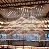 Grand lustre suspendu en forme de montagne pour hall d'hôtel, luminaires de plafond personnalisés en cristal transparent, design artistique créatif