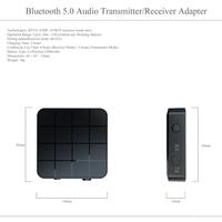KN321 2 en 1 Receptor Transmisor Bluetooth 5.0 Estéreo Real, Adaptador Inalámbrico Bluetooth de Audio con AUX de 3.5 mm para TV, MP3, PC