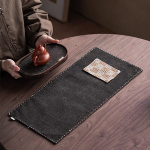Hand-Sewn Dry-Soaked Tea Mat Rectangle Fabric Wabi-Sabi Style <b>Teacup</b> Coaster Anti-Scalding Heat-Insulating Mat - Product Image 2