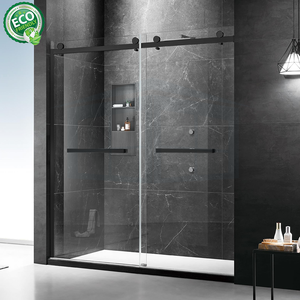 Porte coulissante en verre de sécurité transparent avec rail chromé, fabrication directe usine - Product Image 1