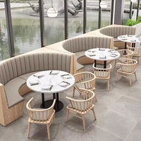 Combinaison de mobilier sur mesure pour restaurants, traiteurs, restaurants de hot pot et restaurants de thé : banquettes, tables, chaises et tables en pierre.