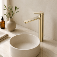 Robinet de lavabo haut de gamme en or brossé moderne, mitigeur de lavabo de luxe, robinets d'eau chaude et froide