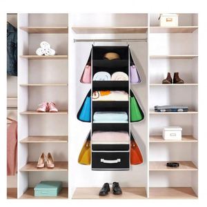 Hanging Closet Organizer <b>Collapsible</b> Hanging Closet Shelves Hanging Purse Handbag Organizer for Closet - Product Image 2