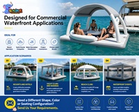 Cabaña Flotante Inflable Comercial con Toldo, Plataforma de Descanso Acuática para Resort, Lago, Club de Playa