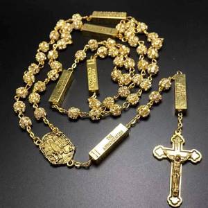 6*7mm di pineta rotonda rosario cattolico collana con cinque misteri antico argento Fatima centro e croce di gesì - Product Image 2
