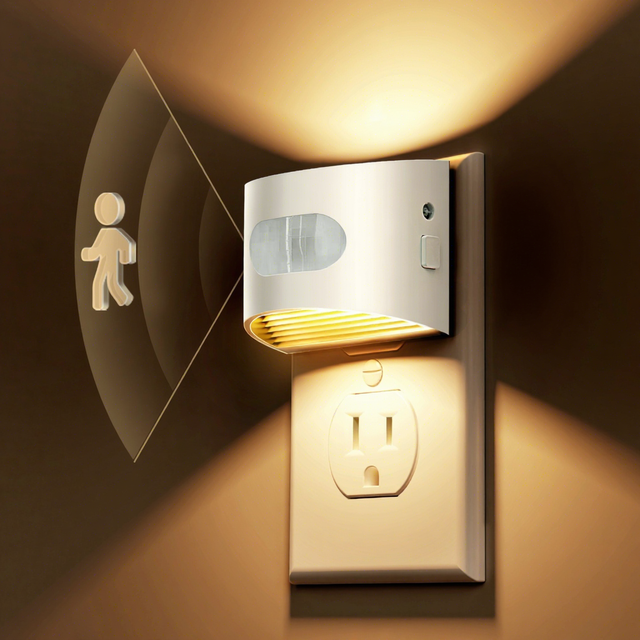 LOHAS White Housing Plug-In Motion Sensor Mini LED Night Light with up & Down Soft Lighting for Bedroom