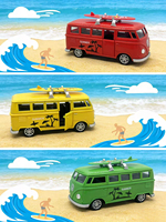 Véhicule jouet à friction en métal 1:32, camionnette/bus en alliage moulé sous pression avec planche de surf