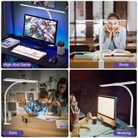 Lampe de bureau à col de cygne LED 60cm avec large lumière de bureau, banc de travail à gradation lumineuse, moniteur de studio, ordinateur, abat-jour en métal alimenté par courant alternatif