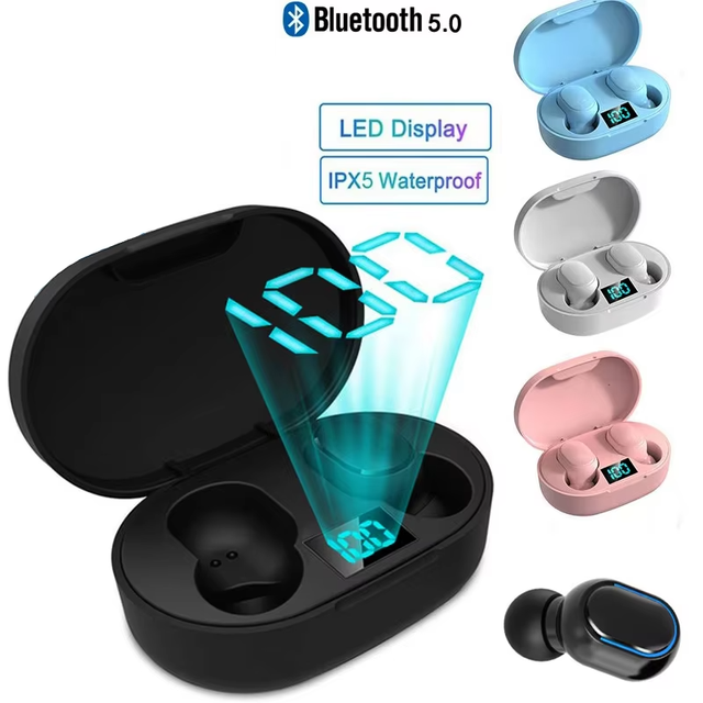 E7S Optional Color Custom TWS Mini Wireless Earphone with Mic LED Display Multicolor Macaron Buds Charging Box Bluetooth Earbuds