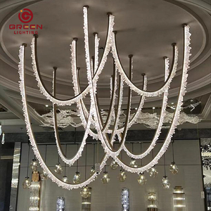 Tùy chỉnh hiện đại sang trọng Đèn Chùm Pha Lê cho trần nhà cao thanh lịch Đèn Mặt dây chuyền với chuỗi - Product Image 1