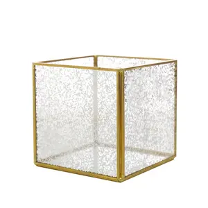 3 pollici piccolo cubo d'oro Tealight votivo portacandele Stand accenti per Tea Light tavolo mensola mensola ricevimento di nozze di natale