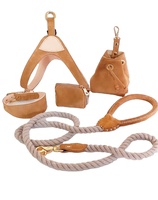 Collier de chien rembourré en cuir véritable, produits pour animaux de compagnie de haute qualité, boucles durables, produits de luxe pour animaux de compagnie, harnais, ensembles de laisses, beige bordeaux