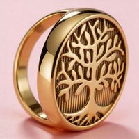 Neue Coole Vintage-Ringe für Herren mit Lebensbaum-Muster CNC-Graviert Persönliche Edelstahl-Punk-Ringe Großhandel