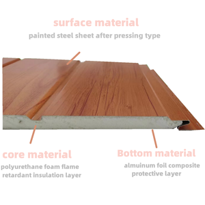 Material de Construcción Verde Revestimiento de metal certificado Paneles de metal en relieve resistentes al fuego Texturas de imitación de <span class=keywords><strong>madera</strong></span> 3D - Product Image 3